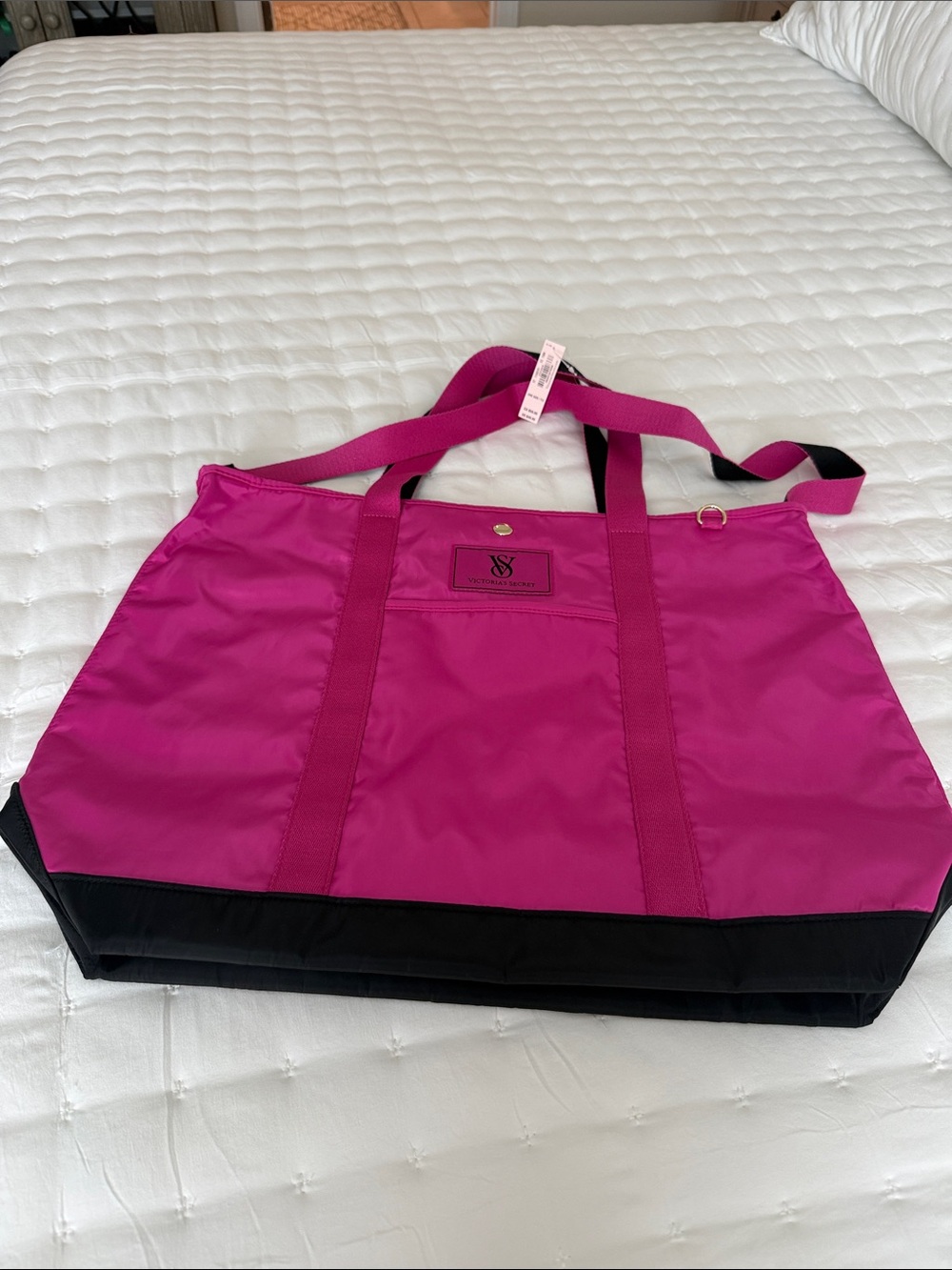 Victoria's Secret Hot Pink and Black Tote Bag